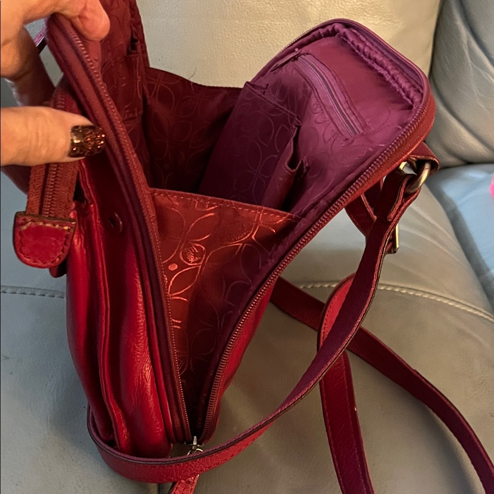 Fossil Deep Red Leather Crossbody  Messenger Bag - Picture 12 of 16